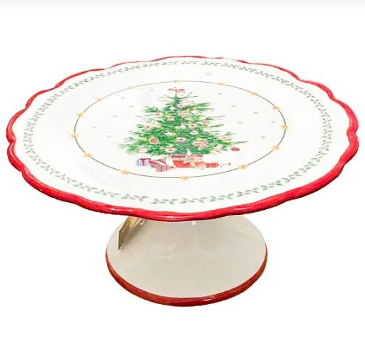 Boleira em cerâmica Árvore encantada - Encontros de Família 12x26cm - PEÇA ÚNICA