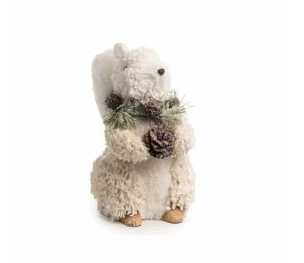 Esquilo Decorativo Felpudo Com Pinha 30cm