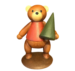 Urso Natalino com Pinheiro em Resina 16cm