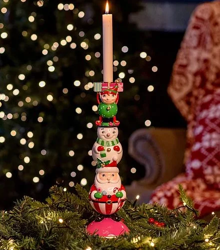 Candelabro em resina 35x11cm - Trupe Natal - PEÇA ÚNICA