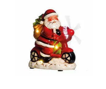 Enfeite Resina Noel Na Moto Com luz, som e movimento 20x17x10cm - PEÇA ÚNICA