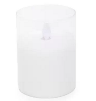 Vela Redonda Em Vidro Com led Cristal 10x7cm