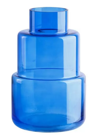 Vaso em Vidro de 3 Niveis Azul Klein 14x22cm