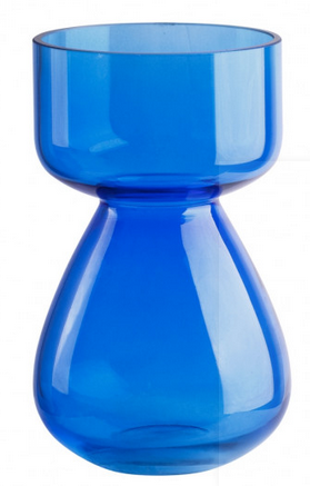 Vaso em Vidro Bojudo Azul 11x18cm
