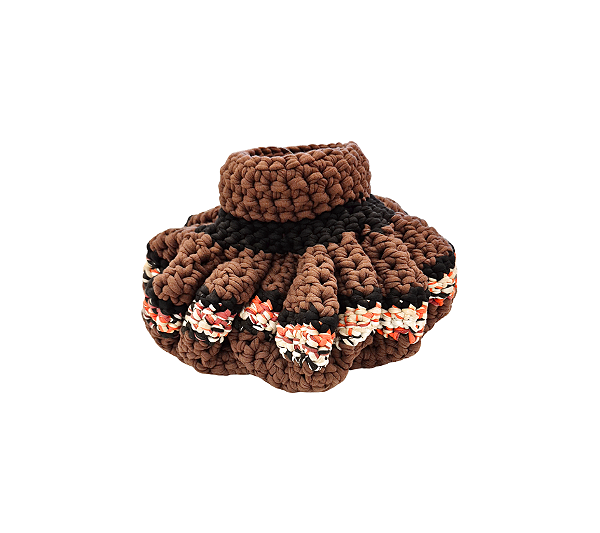 Vaso Em Tecido Tricotado Marrom 22x36cm