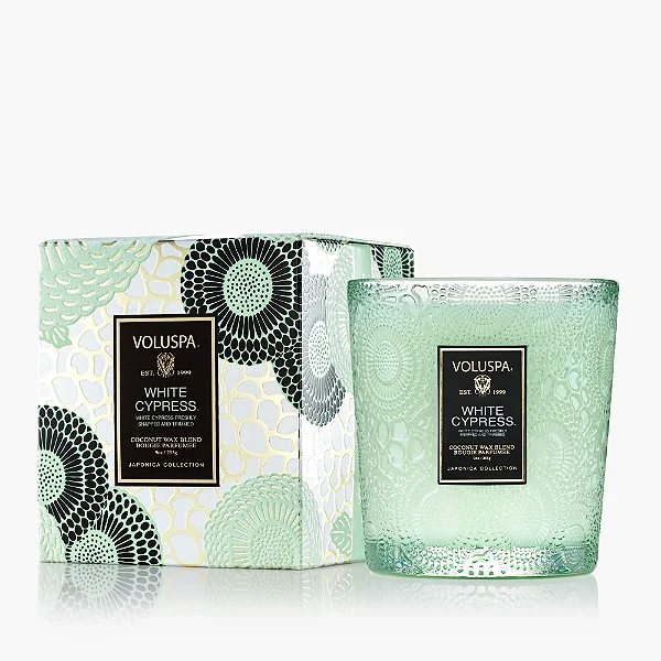 Vela Copo Em Vidro Clássico White Cypress 60 Horas 255g