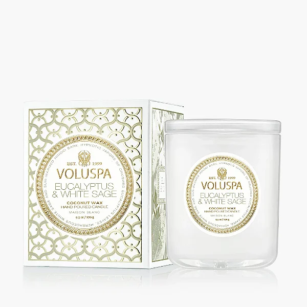 Vela Copo Em Vidro Eucalyptus e White Sage 60 Horas 270g