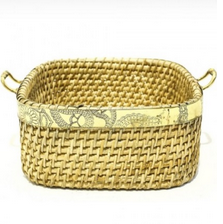 Cesto Rattan/Metal Natural 24x24x12cm