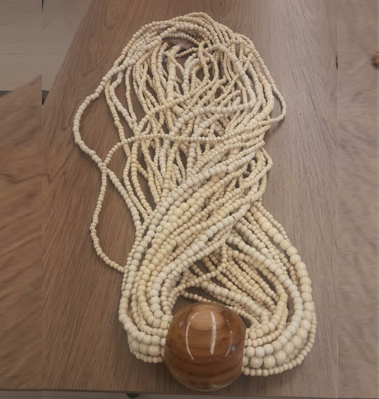 Colar Contas Em Madeira Bola Teca Palha 90x30cm