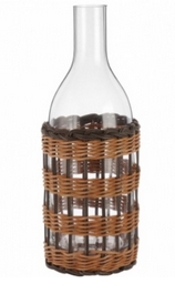 Garrafa Em Vidro Rattan 4x12x27cm