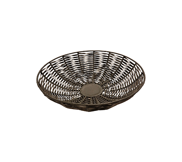 Fruteira Em Couro Redonda Viet Tresse Cinza Escuro 50x13cm