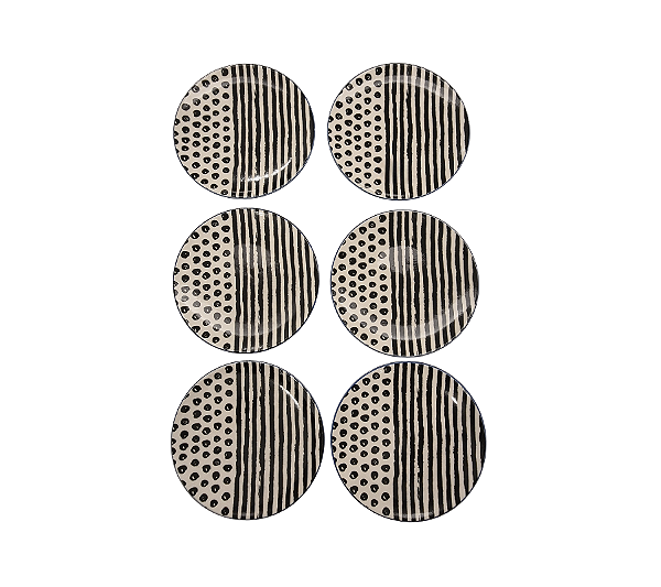 Jogo De 6 Pratos Para Sobremesa Em Cerâmica Matisse 22cm