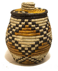 Cesto Em Fibra Natural Com Tampa 32x32x42cm