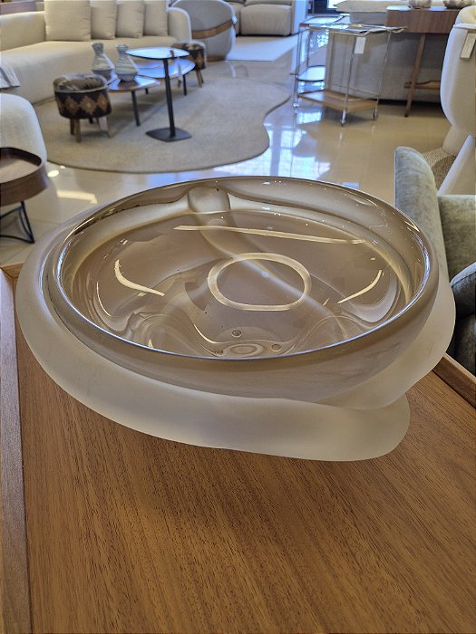 Bowl Em Murano Jade transparente/dourado 16x30cm