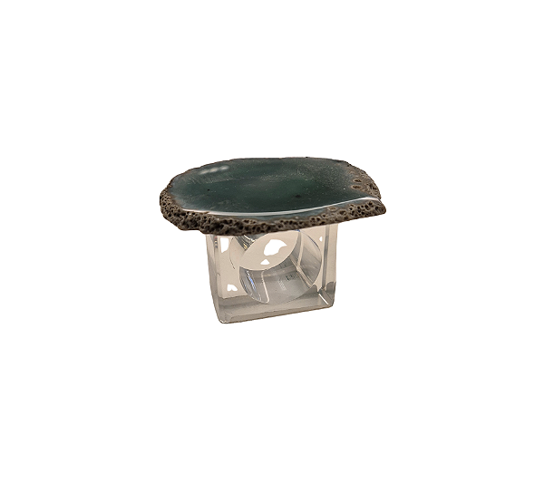 Porta Guardanapo Em Ágata Bruta Verde 5x7x7cm