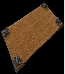 Capacho Em Fribra De Coco Com Cantoneira Flor De Liz Preto 100x50cm