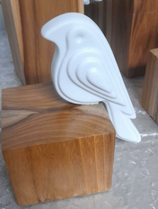 Escultura Em Madeira/Cerâmica Bird