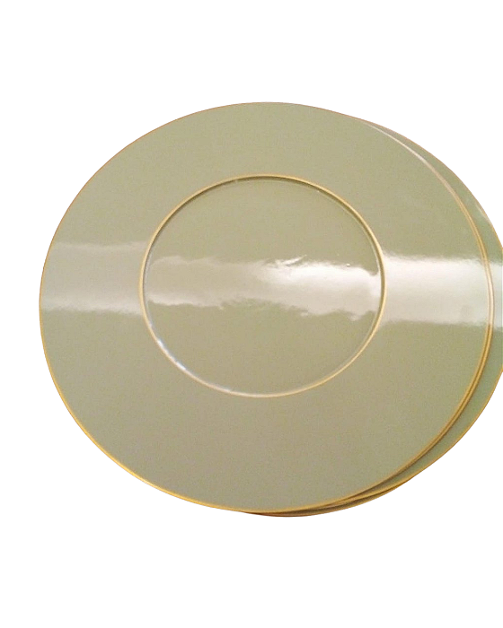 Sousplat Em Madeira Laqueada Militay Com Filete Dourado UNITÁRIO 32cm