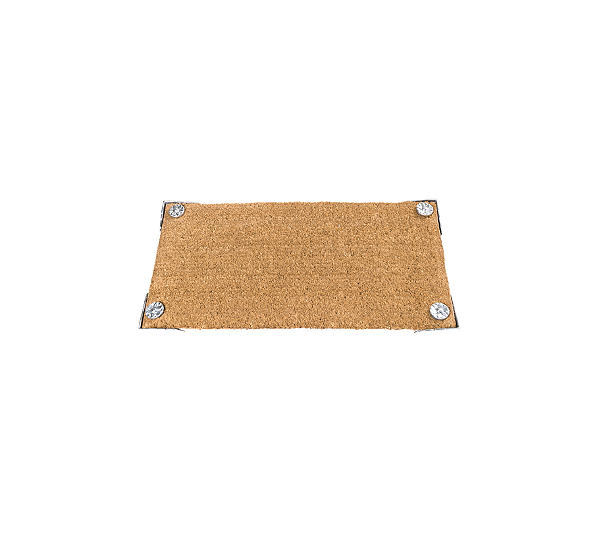 Capacho Em Fribra De Coco Com Cantoneira Roseta Prata 100x50cm