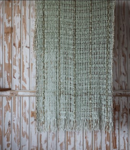 Manta de Poltrona Em Algodão/Lã/Seda Moçambique Verde 68x150cm Pia Laus