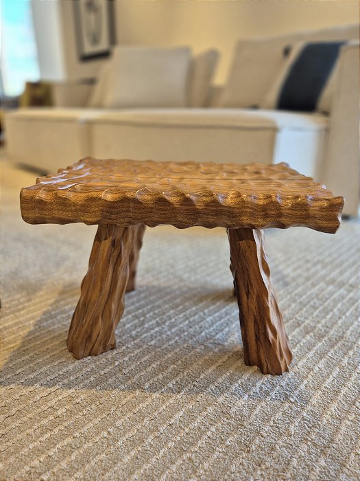 Banqueta Em Madeira Baixa Natural 30x45x30cm