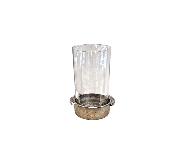 Porta Velas Em Bronze Com Vidro Minuano 41x32x26cm