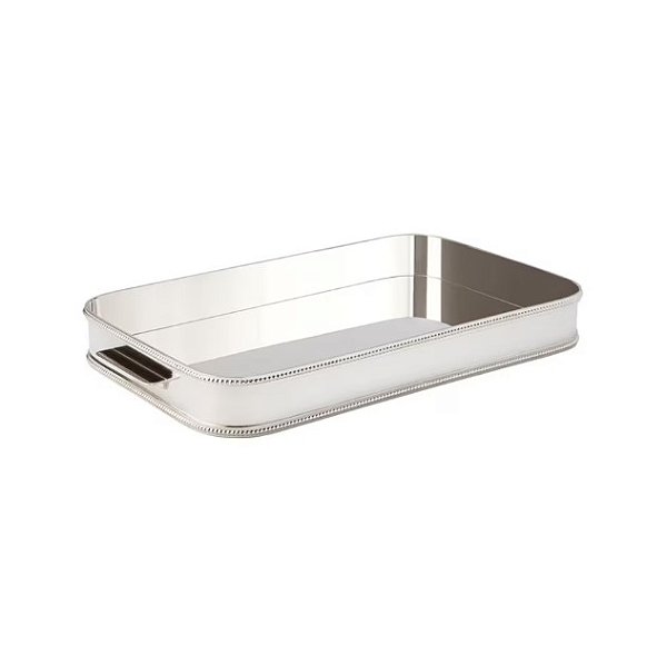 Bandeja em Prata Retangular Perola Montpellier 6,5x55x34cm