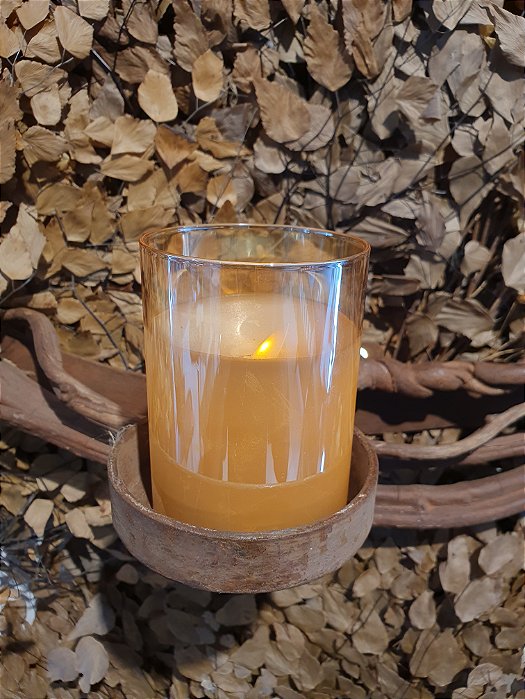 Vela Led Pilha Âmbar 7,5X10 cm