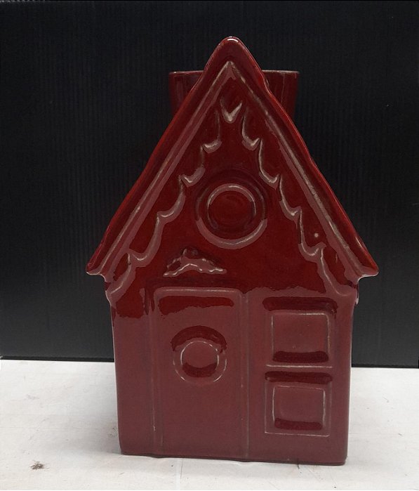 Casinha Natalina em Cerâmica P Vermelha 11x17cm