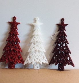 Enfeite Para Pendurar Arvore de Natal Conjunto com 3 peças sortidas 14x6CM