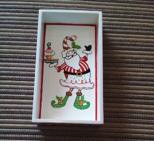Bandeja em Madeira Papel Noel Cupecake 23x13CM