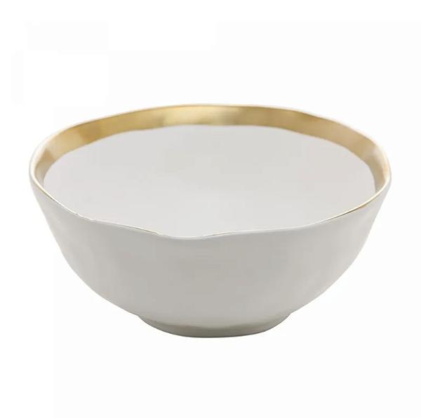 Bowl de Porcelana Dubai Branco e Dourado 15x7cm Wolff