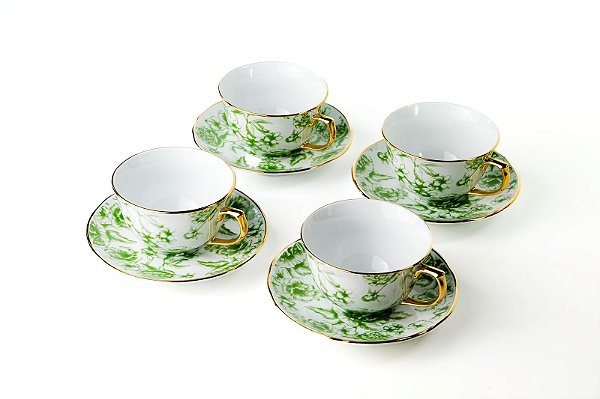 Jogo 6 Peças Xícara de Café Com Pires Jardin Sur Le Nil Porcelana Lacorte
