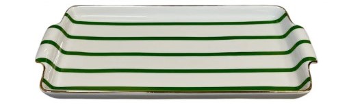 Bandeja Em Porcelana Listras Verdes M Lacorte