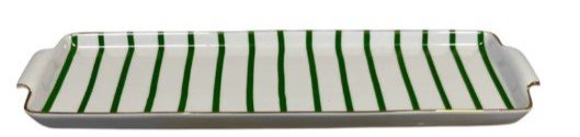 Bandeja Em Porcelana Listras Verdes G Lacorte