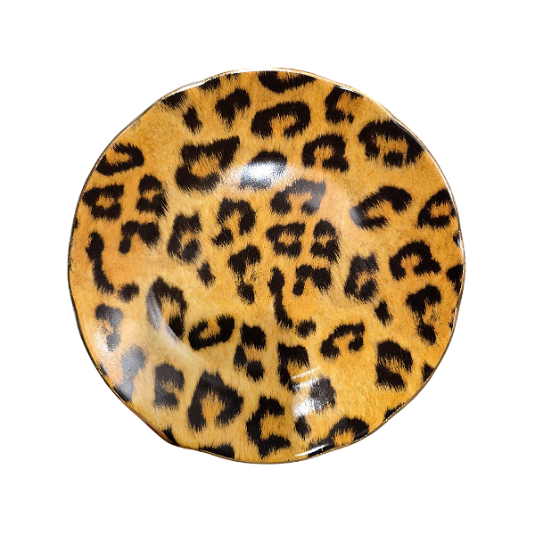 Jogo 6 Peças Prato de Sobremesa Onça Safari Porcelana 20cm Lacorte