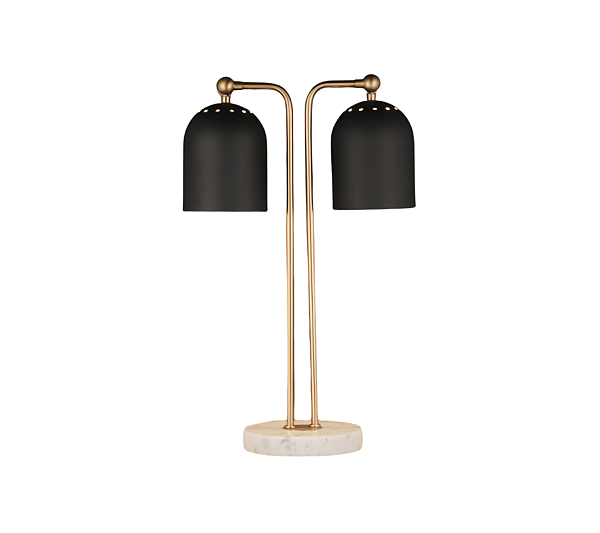 Abajour Em Metal Com Base Em Mármore Preto e Dourado 53x18 cm