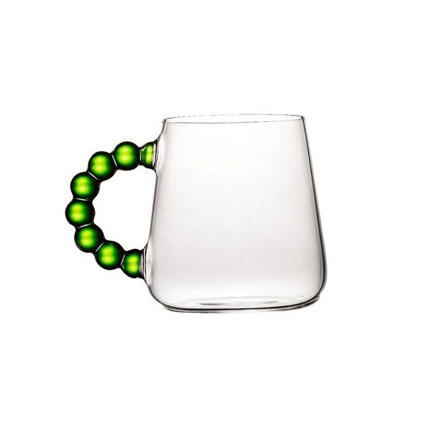 Jogo de 6 Peças Caneca Em Vidro Com Alça Verde