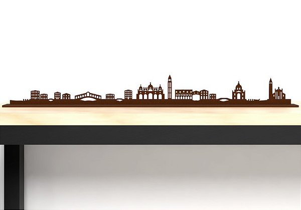 Escultura De Mesa Em Ferro Traçado Cidades Veneza 50cm