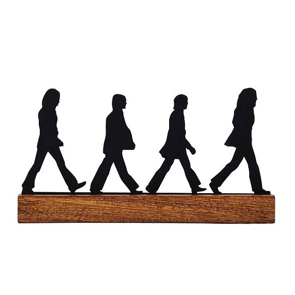 Escultura De Mesa Em Metal Beatles Abbey Road 20cm