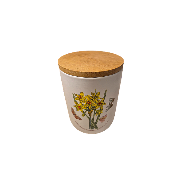 Pote De Cerâmica Hermético Le Jardin 800ml Branco Com Flores