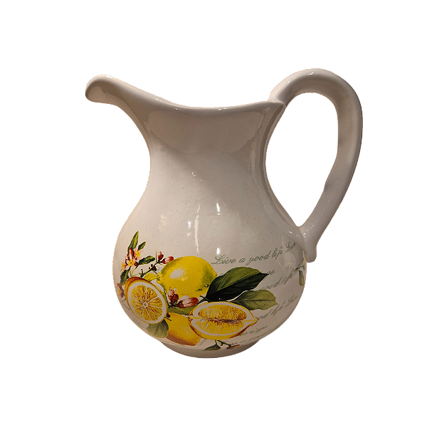 Jarra De Cerâmica Decoração Limão Siciliano Branco