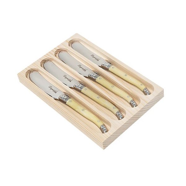 Conjunto De 4 Peças De Facas Para Manteiga Em Marfim Laguiole