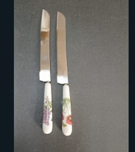 Faca De Pão Cabo Em Cerâmica Le Jardin Branco Com Flores 28 cm