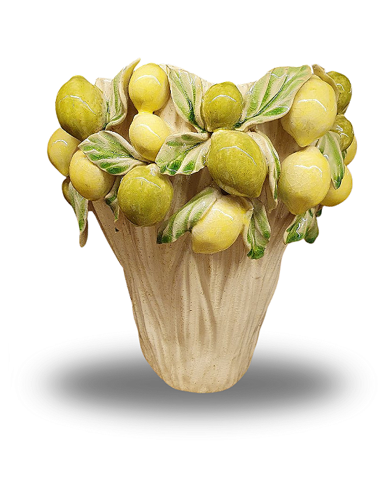 Taça Com Limão De Cerâmica 27cm