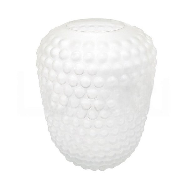 Vaso De Vidro Leitoso Branco 23cm