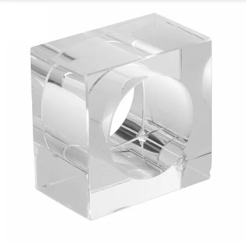Conjunto De 4 Anéis Para Guardanapo Em Cristal Óptico Square
