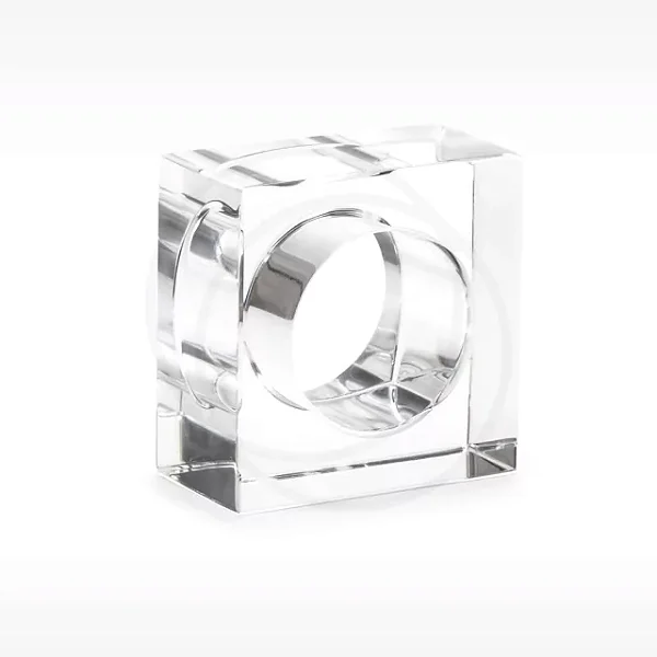 Anel Para Guardanapo De Acrílico Quadrado Crystal Transparente