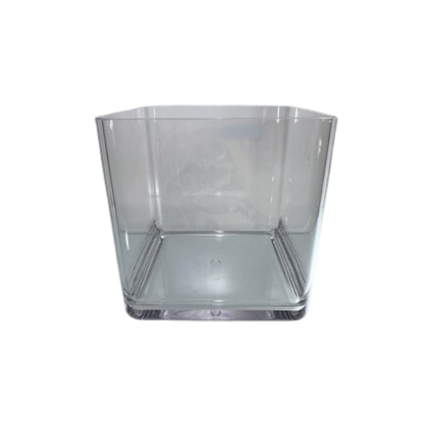 Vaso De Policarbonato Quadrado Base Arredondada Transparente M