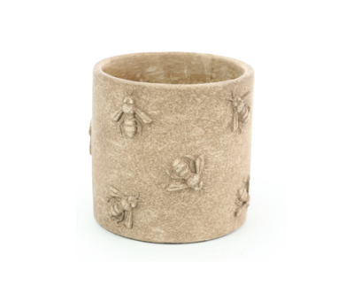 Cachepot De Cimento Com Detalhe De Abelha Marrom